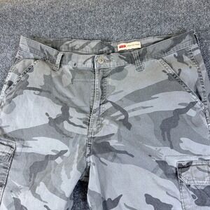 Wrangler Cargo Pants Men 38x30 Gray Camouflage Stretch Regular Taper Leg Outdoor
